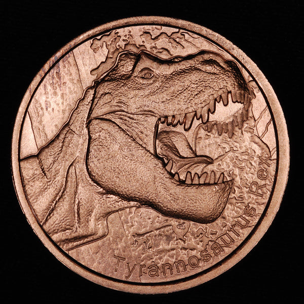 One Ounce .999 fine Copper Round - Tyrannosaurus Rex